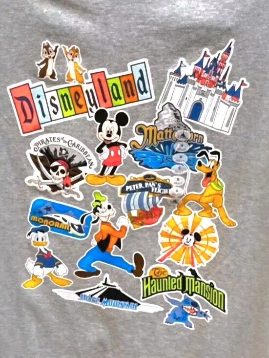 Disneyland Resort Tops - Disney Parks Resorts NWT Retro Sticker Collage Tee. Short Sleeves Gray